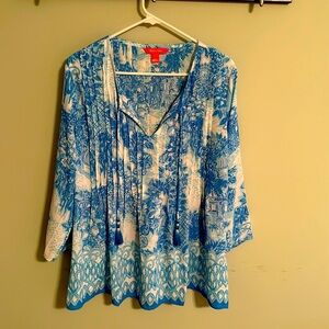 Lilly Pulitzer Elsa Top resort White La Via Loca Blouse|Size L